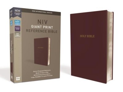 NIV, Reference Bible, Giant Print, Leather-Look, Burgundy, Red Letter Edition, Comfort Print foto