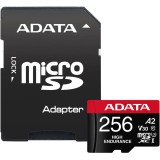 Card de memorie ADATA Endurance, MicroSDXC, 256GB, UHS-I V30, 100MB/s, Class 10 + Adaptor