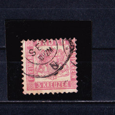 TSV$ - BADEN, 1862 - 1866 MICHEL 18, 3 KREUZER, STAMPILAT