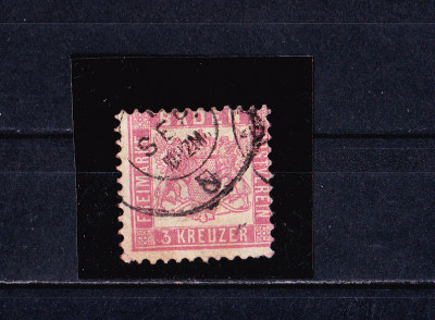 TSV$ - BADEN, 1862 - 1866 MICHEL 18, 3 KREUZER, STAMPILAT foto