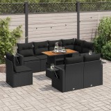 Cumpara ieftin Gossi set mobilier de gradina cu perne, 9 piese, negru, poliratan