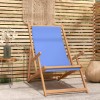Scaun plaja pliabil lemn tec albastru, reglabil, portabil, camping, gradina, relaxare, 60x126x87.5 cm