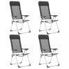 Gossi scaune de camping pliante, 4 buc., negru, aluminiu