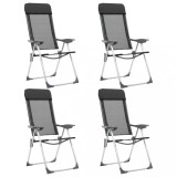Cumpara ieftin Scaune de camping pliante, 4 buc., negru, aluminiu