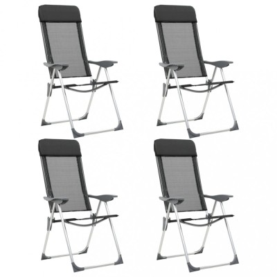 Gossi scaune de camping pliante, 4 buc., negru, aluminiu foto