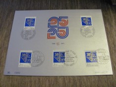 5 Ani Biblioteca Națională 5 Timbre Obliterate 3F50, Ștampile Speciale din 5 Orașe Colecție Aniversară Belgia 1971