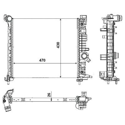 Radiator racire Opel Meriva, 03.2010-, Motorizare 1, 7 Cdti 74kw Diesel, tip climatizare Cu/fara AC, cutie automata, cu conectori rapizi intrare/iesi foto