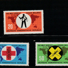 Germania DDR 1963-Medicina,Lupta impotriva malariei serie 3 valori,Mi.942-944