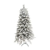 Brad Artificial de Craciun, e-Mazing, 1.8 m inaltime, Verde, Pulverizat complet alb-tip zapada, Interior/ Exterior, Ramuri bogate, 512 ramuri varfuri