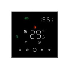 Termostat Techstar? Smart TH-10W, Wireless, 16A, 3500W, Google Home, Alexa, Tuya, Senzor Pardoseala, Negru foto