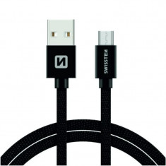 Cablu Date Micro Usb Swissten Textil 1.2m Negru foto