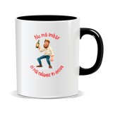 Cana personalizata cu mesaj pentru bautori cu stil, Nu ma imbat ci ma relaxez in exces