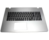 Tastatura Asus Neagra 90R NAL1K3100Y cu Palmrest argintiu, 90R NAL1K4080Y cu Palmrest argintiu, N76VB cu