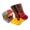 Set 3 Sosete XXL in Cutie Amuzata Model Hamburger, Bumbac, Multicolor