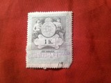 Timbru Fiscal Ungaria 1898 1 kor , stampilat , colt rupt