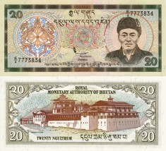 BHUTAN 20 ngultrum 2000 UNC!!! foto