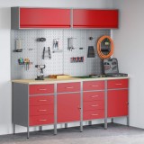 vidaXL Set de dulapuri de lucru cu sertar cu depozitare 10 pcs Roșu 3321493