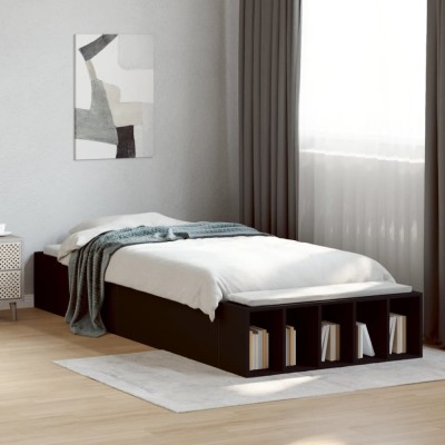 vidaXL Cadru de pat, negru, 90x190 cm, lemn prelucrat 3280616 foto