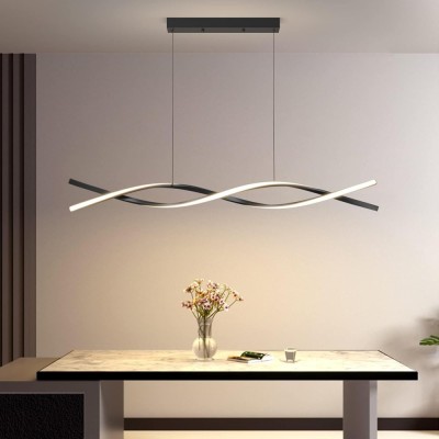 Lustra LED suspendata cu telecomanda, neagra, liniara, 50W, 3 functii de lumina, calda/naturala/rece, intensitate reglabila, dimensiune 120x10x100cm,, foto