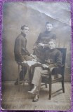 Fotografie tip Carte Postala, Trei colegi de la liceul Lazar, 1915