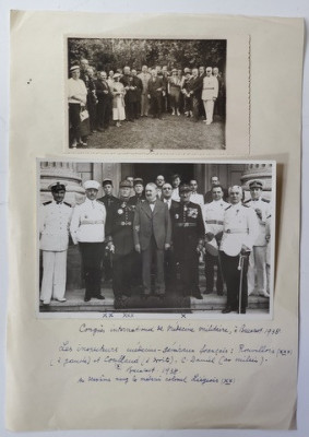 PROFESORUL DOCTOR C. DANIEL SI MEDICI MILITARI FRANCEZI LA CONGRESUL DE MEDICINA MILITARA , BUCURESTI , DOUA FOTOGRAFII , 1938 foto