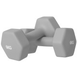 SPORTNOW Set 2 Ganterele Hexagonale de 2x6 kg din Metal și Plastic, 2 Ganterele cu M&acirc;nere Antiderapante, 22x10x10 cm, Gri | Aosom Romania