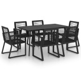 Cumpara ieftin Set mobilier de exterior, 7 piese, negru, ratan PVC