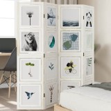 vidaXL Paravan cameră 4 panouri, alb, lemn masiv paulownia 358689