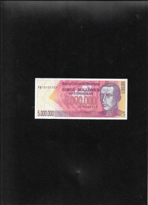 Rar! Nicaragua 5000000 5.000.000 cordobas 1990 seria15151157 unc foto