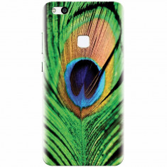 Husa silicon pentru Huawei P10 Lite, Peacock Feather Green Blue