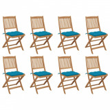 vidaXL Scaune pliabile de exterior cu perne, 8 buc., lemn masiv acacia 3075132