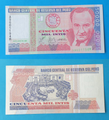 Bancnota veche - Peru 50.000 Intis 1988 - in stare foarte buna foto