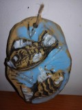 Placa aplica de perete ceramica zodia horoscop zodiac pesti relief nesemnat