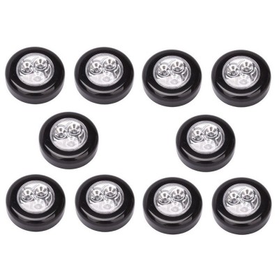 Set 10x Lampa universala autoadeziva cu 3 LED-uri, utilizare baterii de tip AAA - Negru foto