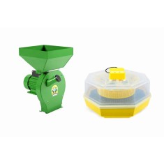 Set Moara cereale, uruiala si stiuleti, 3.9 KW, 20 ciocanele, 300 Kg/h, cu sac si cuva mare + Incubator - Clocitoare Oua Cleo 5 Simplu, Micul Fermier