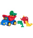 Camion Basculanta cu Pasageri, Stropitoare si Kit Joaca Nisip 36 Cm 2 Culori