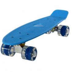 Skateboard ABS (penny board), cu roti iluminate, 56?14.5cm, maxim 50kg, albastru foto