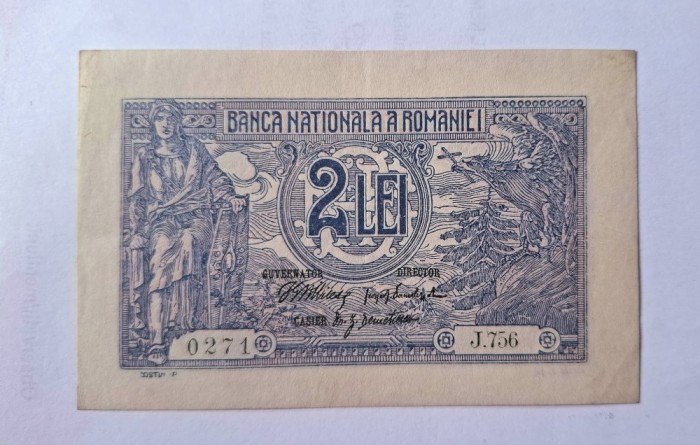 2 lei 1915 , semnătura rara Danielopol, seria din 3 cifre . XF+