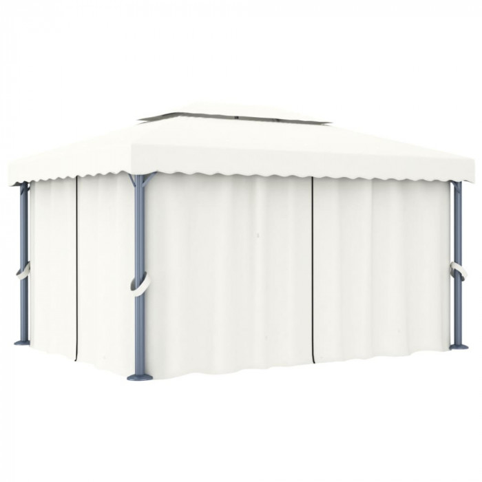 Pavilion cu perdea, alb crem, 4 x 3 m, aluminiu GartenMobel Dekor
