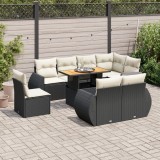 VidaXL Set mobilier de grădină cu perne, 9 piese, negru, poliratan 3327276