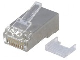 Conector RJ45 ecranat Cat 5e cu contacte din alamă aurită, 8 pini
