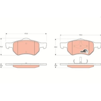 Placute frana Chrysler Voyager / Grand Voyager 3 (Gs Ns) 01.95-03.01, Voyager 3 Van (Gs) 01.95-12.01, Voyager 4 (Rg Rs) 09.99-12.08; Dodge Caravan (R foto