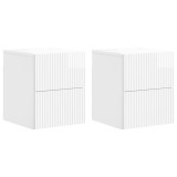 vidaXL Dulap de noapte suspendat cu sertar 2 pcs Alb foarte lucios 898474