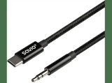 Cablu USB C tata la Jack 3.5 mm tata 1m negru textil SAVIO CL-187
