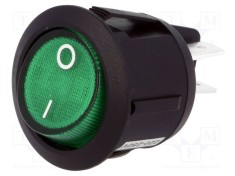 Rocker DPST ON-OFF 10A/250VAC Verde cu Neon SCI foto