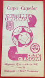 Program meci fotbal POLI TIMISOARA-CELTIC GLASGOW(Cupa Cupelor 01.10.1980)