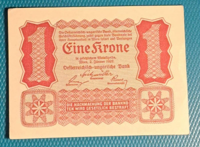 AUSTRIA 1 KRONEN / 1922 - UNIFATA. UNC. foto