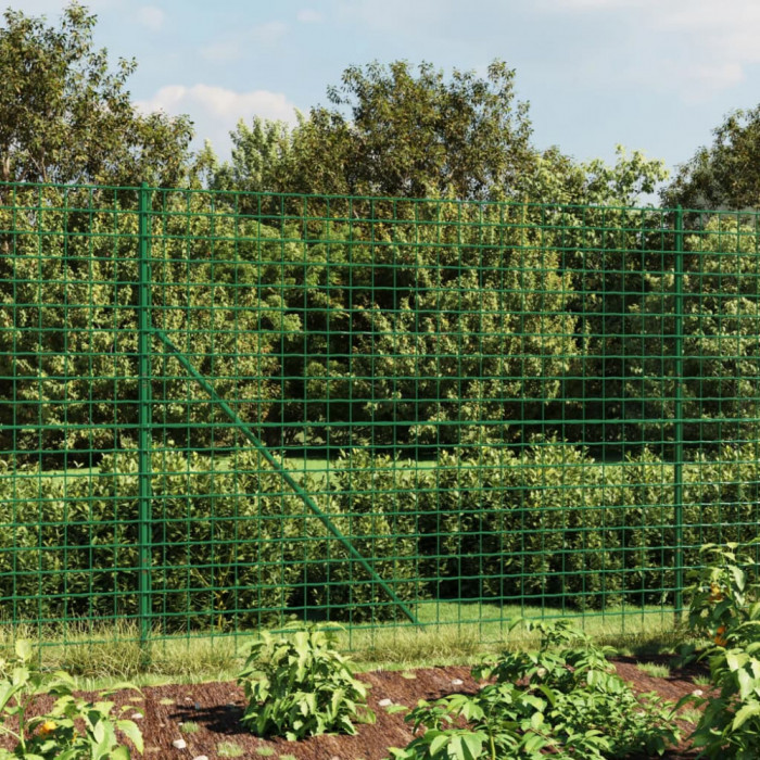 vidaXL Gard plasă de s&acirc;rmă cu țăruși de fixare, verde, 1,8x10 m