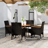 Set bistro de gradina, 5 piese, negru, poliratan si lemn masiv GartenMobel Dekor, vidaXL