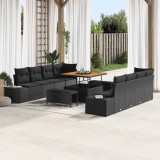VidaXL Set de canapele pentru grădină 11 pcs Negru Rattan poli